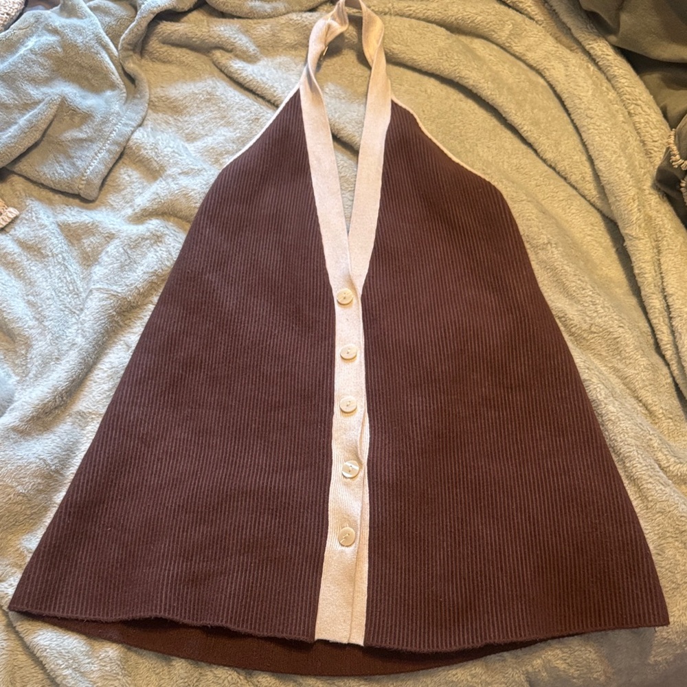 Abercrombie & Fitch Brown and Cream Halter Top
